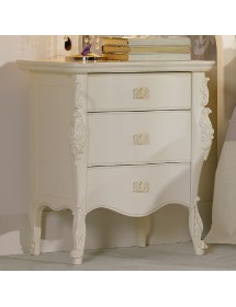 MOBILI 2G - COMODINO CLASSICO 3 CASSETTI IN LEGNO BIANCO L.56 P.41 H.68