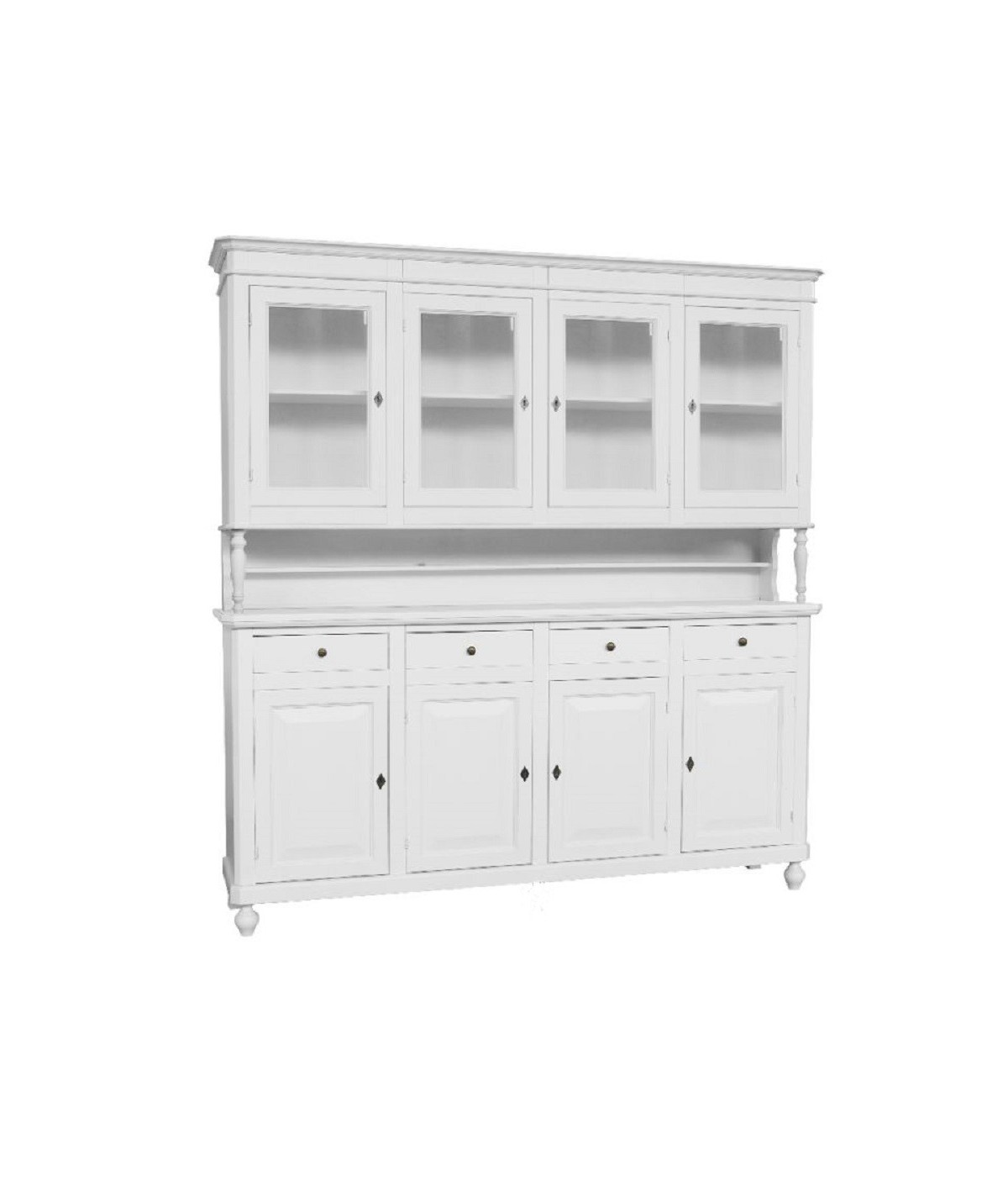 CRISTALLIERA ARTE POVERA 4 PORTE LEGNO SHABBY BIANCO 196X43X205H (736)