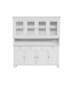 MOBILI 2G - CRISTALLIERA ARTE POVERA 4 PORTE LEGNO SHABBY BIANCO 196X43X208H VISTA FRONTALE