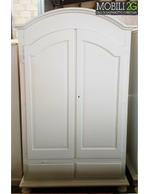 MOBILI 2G - ARMADIO CAPPELLO TONDO BIANCO OPACO SHABBY 125x60x200 vista frontale