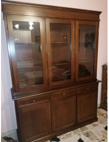 MOBILI 2G - CRISTALLIERA 6 PORTE IN LEGNO NOCE ARTE POVERA L. 155 P.42 H.210 vista laterale