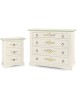 MOBILI 2G - GRUPPO 1 COMO' 2 COMODINI IN LEGNO BIANCO CON DECORI