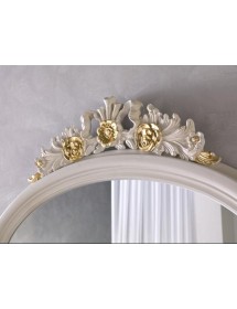 CONSOLLE BAROCCA CON SPECCHIO LACCATO AVORIO E FOGLIA ORO