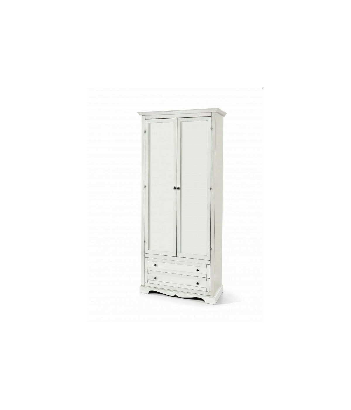 MOBILI 2G - ARMADIO 2 ANTE E 2 CASSETTI, BIANCO OPACO cm 87x40x192H vista frontale