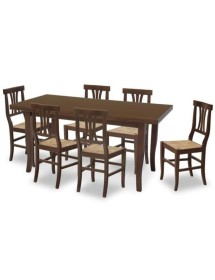 Tavolo allungabile con 6 sedie arte povera noce scuro 140x80
