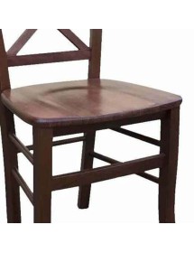 MOBILI 2G - SET 2 SEDIE CROCE LEGNO TINTA NOCE SEDUTA LEGNO VISTA SEDUTA