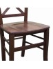 MOBILI 2G - SET 2 SEDIE CROCE LEGNO TINTA NOCE SEDUTA LEGNO VISTA SEDUTA