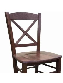 MOBILI 2G - SET 2 SEDIE CROCE LEGNO TINTA NOCE SEDUTA LEGNO VISTA SCHIENALE