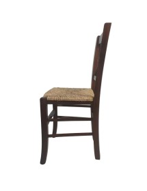 MOBILI 2G - SET 2 SEDIE CROCE LEGNO/PAGLIA TINTA NOCE VISTA FRONTALE VISTA LATERALE