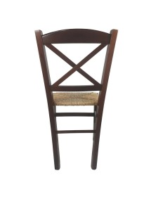 MOBILI 2G - SET 2 SEDIE CROCE LEGNO/PAGLIA TINTA NOCE VISTA FRONTALE VISTA SCHIENALE