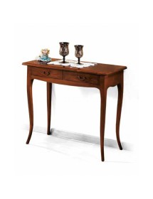 MOBILI 2G - CONSOLLE 2 CASSETTI IN LEGNO MASSELLO TINTA NOCE L.92 P.39 H.78