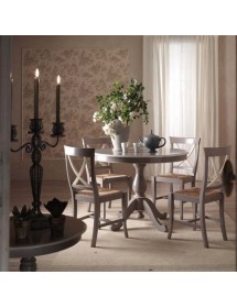 MOBILI 2G - TAVOLO SHABBY ROTONDO FISSO IN LEGNO BIANCO L.110 P.110 H.78