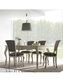 MOBILI 2G - TAVOLO ALLUNGABILE CLASSICO GAMBA INTAGLIATA BIANCO L.161 P.101 H.81