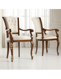 MOBILI 2G - CAPOTAVOLA INTAGLIATO IN LEGNO IMBOTTITO TINTA NOCE FOGLIA ORO