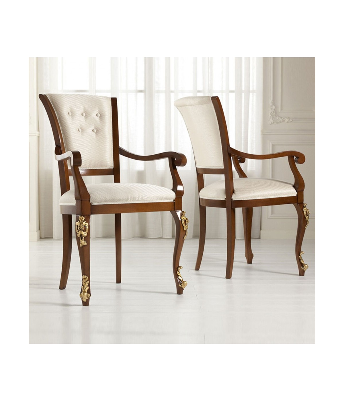 MOBILI 2G - CAPOTAVOLA INTAGLIATO IN LEGNO IMBOTTITO TINTA NOCE FOGLIA ORO