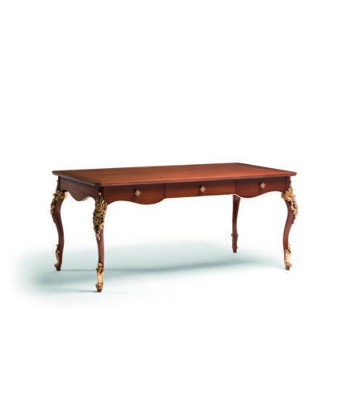 MOBILI 2G - SCRIVANIA CLASSICA 3 CASSETTI IN LEGNO TINTA NOCE L.181 P.91 H.81