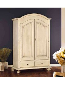 MOBILI 2G - ARMADIO ARTE POVERA 2 ANTE SHABBY LEGNO AVORIO PATINATO 125X61X200 vista frontale