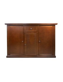 MOBILI 2G - MADIA CREDENZA ARTE POVERA 3 PORTE 1 CASSETTO NOCE SCURO L.120 P.39 H.85 vista frontale