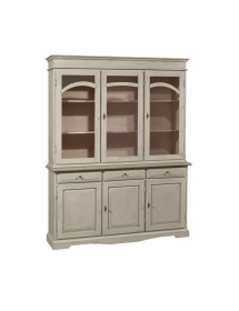 MOBILI 2G - CRISTALLIERA 3 ANTE LACCATO PENNELLATO TORTORA 156x42x205 ista frontale