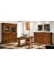 MOBILI 2G - CRISTALLIERA 4 PORTE TINTA NOCE IN LEGNO INTARSI 214X55X230 VISTA FRONTALE COMPLETA SALA