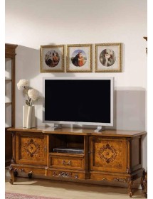 MOBILI 2G - PORTA TV IN LEGNO DI RADICA 1 PORTA IMPERO L.180 P.61 H.76 vista frontale