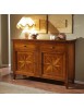 MOBILI 2G - MADIA CREDENZA IN LEGNO MASSELLO 2 PORTE 2 CASSETTI CON INTARSIO L.160 P.55 H.112 vista frontale