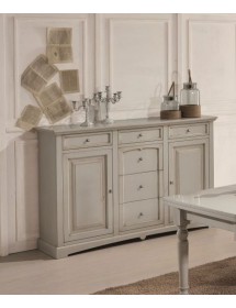 MOBILI 2G - CREDENZONE IN LEGNO 2 PORTE 6 CASSETTI LACCATO GRIGIO PATINATO MISURA L.170 P.46 H.116