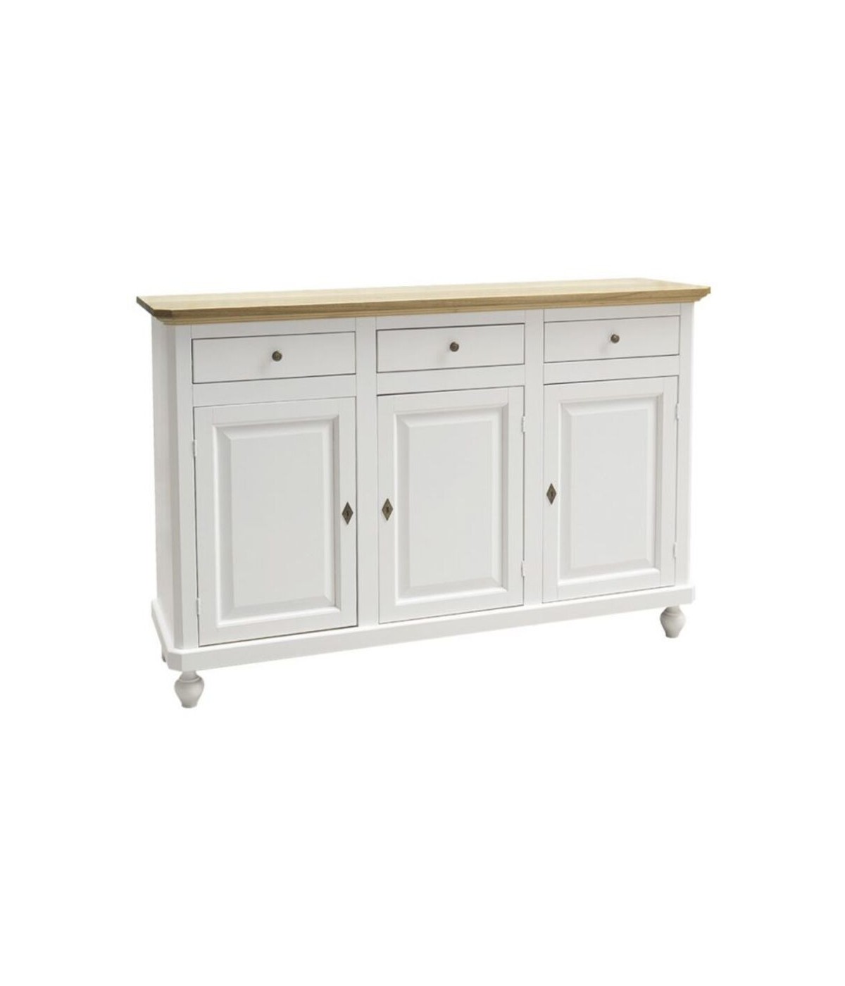 MOBILI 2G - Madia Credenza in legno shabby chic 3 porte L.150 x P.45 H.98
