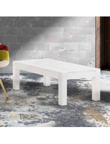 MOBILI 2G - TAVOLINO SALOTTO RETTANGOLARE LEGNO ABETE BIANCO SPAZZOLATO 120x60X40 VISTA LATERALE