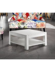 MOBILI 2G - TAVOLINO QUADRATO IN ABETE BIANCO SPAZZOLATO 80x80x40 VISTA FRONTALE