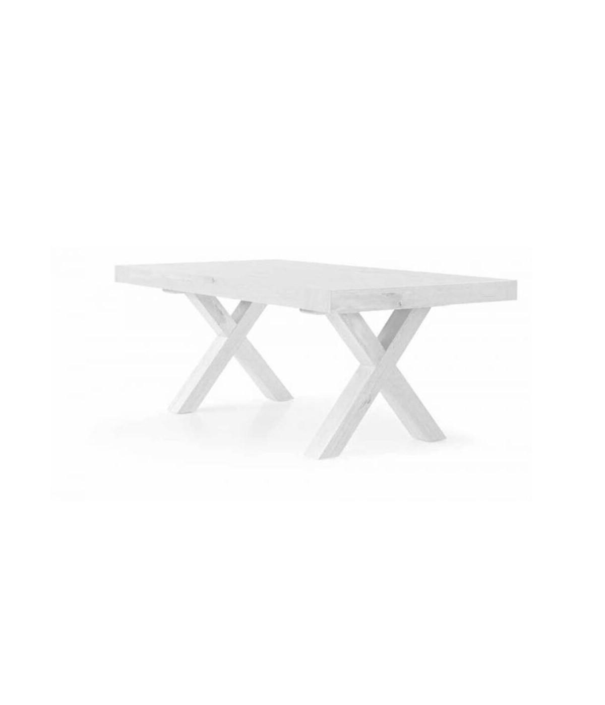 MOBILI 2G - TAVOLO RETTANGOLARE ALLUNGABILE TINTA BIANCO CONSUMATO NATURALE 180X100X77 VISTA LATERALE