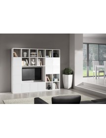 MOBILI 2G - Parete attrezzata moderna frassino bianco  L261 P30 H218 vista laterale