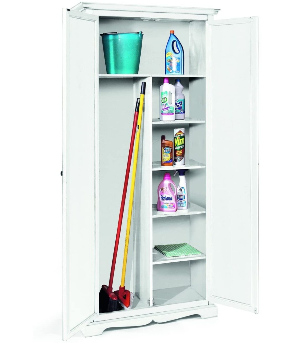 MOBILI 2G - ARMADIO STIPO IN LEGNO BIANCO ARTE POVERA 87x40x192H VISTA APERTO