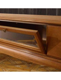 PORTA TV CLASSICO IN LEGNO 2 CASSETTI 1 RIBALTA FINITURA BASSANO L....