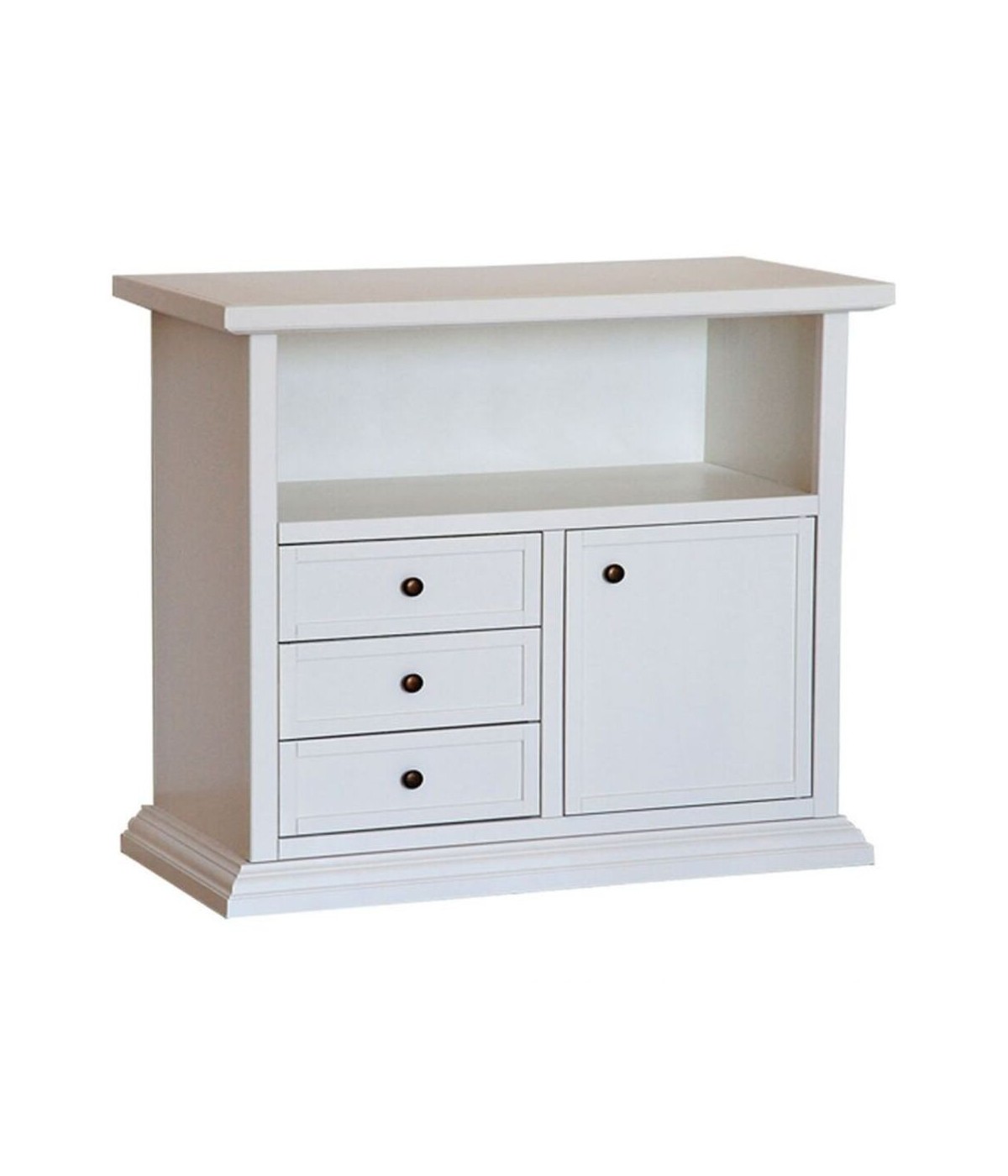 MOBILI 2G - PORTA TV IN LEGNO SHABBY CHIC BIANCO 84x40x80 VISTA FRONTALE