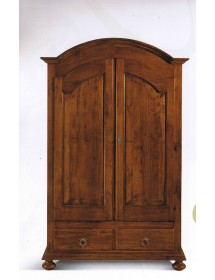 MOBILI 2G - ARMADIO ARTE POVERA 2 PORTE GENDARME IN LEGNO TINTA NOCE 125x60x200 vista frontale