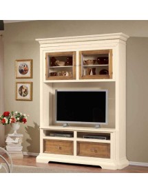 MOBILI 2G - PARETE ATTREZZATA IN LEGNO AVORIO NOCE L.168 P.57 H. 235 VISTA FRONTALE