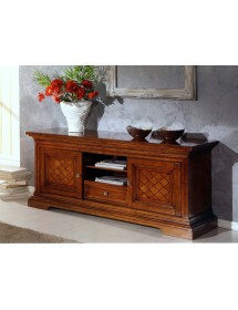 MOBILI 2G - PORTA TV IN LEGNO 2 ANTE SCORREVOLI NOCE BASSANO L.169 P.53 H.75 vista frontale