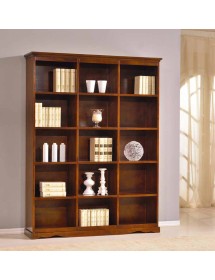 MOBILI 2G - LIBRERIA IN LEGNO TINTA NOCE ARTE POVERA 156x38x205 (592) vista frontale