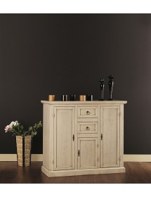 MOBILI 2G - MADIA CREDENZA IN LEGNO AVORIO PATINATO L.100 P.39 H.85 vista frontale