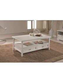 MOBILI 2G - TAVOLINO 2 CASSETTI IN LEGNO CLASSICO BIANCO L.120 P.65 H.51 VISTA FRONTALE