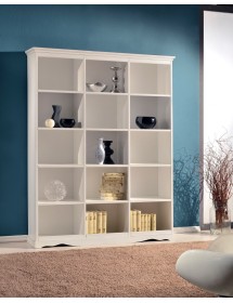 MOBILI 2G - LIBRERIA A GIORNO CLASSICA LEGNO BIANCO 156X38X205 VISTA FRONTALE