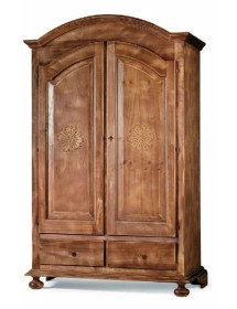 MOBILI 2G - ARMADIO 2 PORTE ARTE POVERA LEGNO NOCE CONSUMATO 125X61X200