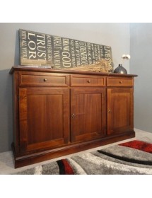 MOBILI 2G - MADIA CREDENZA IN LEGNO 3 ANTE FINITURA NOCE CHIARO 156 X 42 X 85
