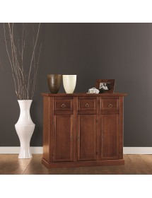 MOBILI 2G - MADIA CREDENZA IN LEGNO TINTA NOCE ARTE POVERA L.100 P.40 H.88