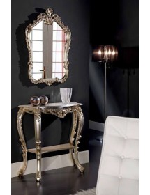 MOBILI 2G - CONSOLLE BAROCCA CON SPECCHIO IN FOGLIA ARGENTO