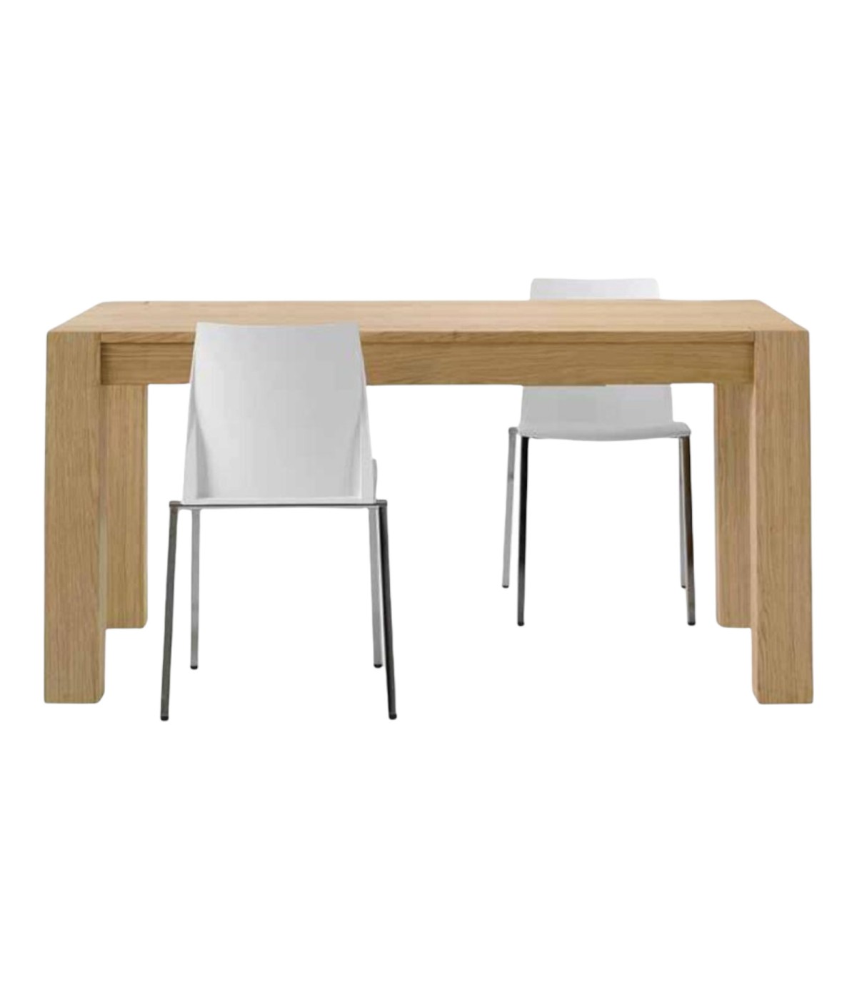 MOBILI 2G - TAVOLO LEGNO ROVERE NATURALE SPAZZOLATO ALLUNGABILE 140-220x90 VISTA LATERALE