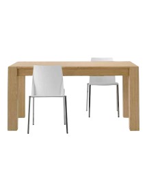 MOBILI 2G - MOBILI 2G - TAVOLO LEGNO ROVERE NATURALE SPAZZOLATO ALLUNGABILE 180-280x90 VISTA LATERALE