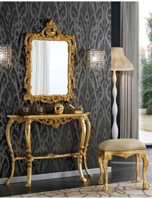 MOBILI 2G - CONSOLLE BAROCCA CON SPECCHIO IN FOGLIA ORO