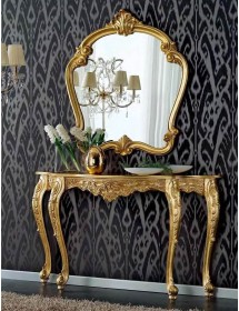 MOBILI 2G - CONSOLLE BAROCCA CON SPECCHIO IN FOGLIA ORO